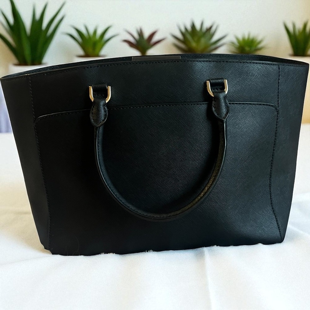 Michael Kors Black Saffiano Leather East West Tote Bag Handbag Large - Picture 2 of 10